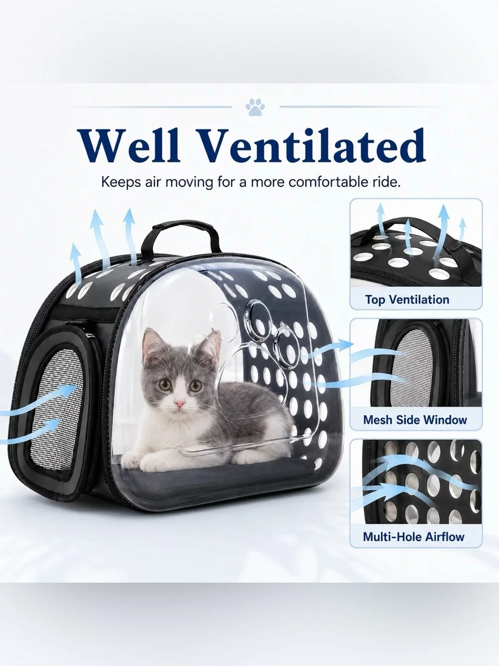 Transparent Black PET Carrier Backpack with Clear Front!! SHOULDER STRAP ❗️🐾😍